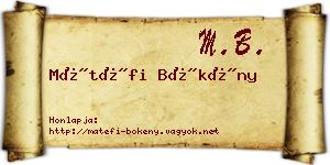 Mátéfi Bökény névjegykártya